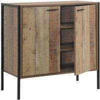 Timber Art Design Stretton Sideboard Storage Cupboard with 2 Doors Industrial Oak Effect in Brown