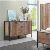 Timber Art Design Stretton Sideboard 2 Doors 3 Drawers Storage Cabinet Rustic Industrial in Brown