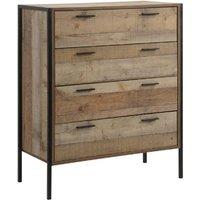 Timber Art Design Stretton Rustic Chest 4 Drawers Bedroom Living Storage Industrial Oak in Brown