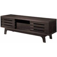 Timber Art Design Essentials TV Cabinet - Sliding Slatted Door Shelf Wenge Wood Effect in Dark Brown