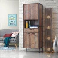 Timber Art Design Stretton Tall Storage Kitchen Pantry Sideboard Cabinet Industrial Oak in Brown