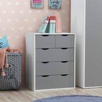 Timber Art Design Alton 3+2 Drawer Bedroom Cabinet Bedside Chest Of Drawers in White