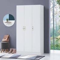 Timber Art Design 3 Door Wardrobe Storage Unit with Hanging Rail in White