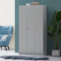 Timber Art Design 3 Door Wardrobe Storage Unit with Hanging Rail in Light Grey