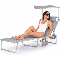 LIVIVO Foldable Reclining Sun Lounger with Adjustable Positions in Grey