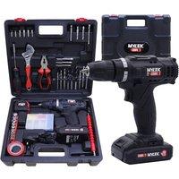 MYLEK 18V Cordless Li-ion Drill With 90 Piece Tool Kit & Case in Black