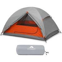 Voyager 2 Man Tent - Waterproof, Windproof Spacious 2-Person Camping Tent in Grey