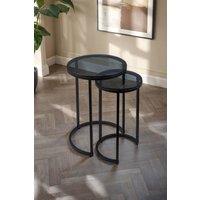 Julian Bowen Chicago Round Glass Top Nest of 2 Side Tables in Black