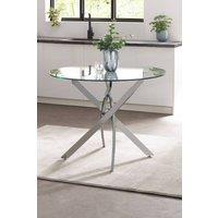 Julian Bowen Anderson Round Glass Top 4 Seater Dining Table in Silver