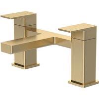 Balterley Square Deck Mounted Bath Filler Tap with Dual Levers - Brushed Brass in Metallics