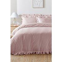 Appletree 'Cassia Frill' 100% Cotton Relaxed Look Duvet Cover Set in Lavender | Size: King
