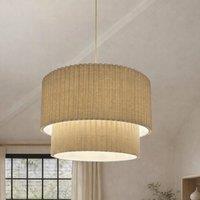 CGC Lighting Allegra Oatmeal Linen Two Tier Extra Large Layer Drum Lampshade in Beige