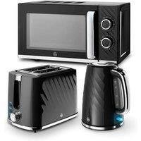 Swan Windsor Kettle, 2 Slice Toaster, Microwave in Black
