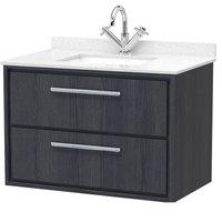 Balterley Longnor 2 Drawer Wall Hung Vanity Basin Unit, Graphite Grey, 800mm in Grey