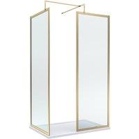 Balterley Framed Walk-In Wetroom Bundle, Brushed Brass, 1200x800mm in Metallics