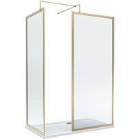 Balterley Framed Walk-In Wetroom Bundle, Brushed Brass, 1400x700mm in Metallics