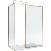 Balterley Framed Walk-In Wetroom Bundle, Brushed Brass, 1500x700mm in Metallics
