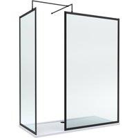 Balterley Framed Walk-In Wetroom Bundle, Matt Black, 1700x800mm in Black
