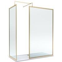 Balterley Framed Walk-In Wetroom Bundle, Brushed Brass, 1700x700mm in Metallics
