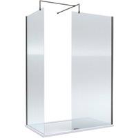 Balterley Fluted Walk-In Wetroom Bundle, Gunmetal, 1400x800mm in Silver