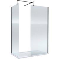 Balterley Fluted Walk-In Wetroom Bundle, Matt Black, 1400x800mm in Black