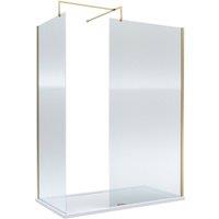 Balterley Fluted Walk-In Wetroom Bundle, Brushed Brass, 1500x800mm in Metallics