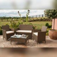 Comfy Living Ltd 4PC Rattan Garden Patio Furniture Set With Water Proof Cover in Brown