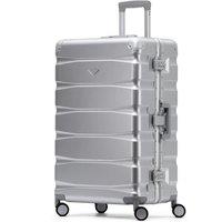 Flight Knight 31 Large Check in Suitcase - Aluminium Frame, ABS Body Hold Luggage in Silver | Size: Cabin