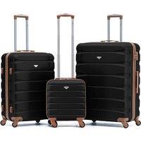 Flight Knight 45x36x20cm Cabin Case with Medium & Large Size Check-in Hold Luggage in True Black