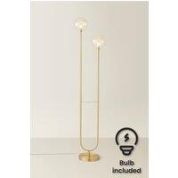ValueLights Chessy Asymmetric Ribbed Glass Gold Dual 2 Way Stem Floor Lamp with LED Bulbs