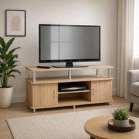 SPOT ON DEALZ TV Unit with 2 Doors Media Cabinet Storage Shelves Entertainment Stand in Light Oak