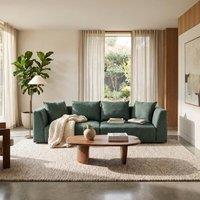 Abakus Direct Tokyo 3 Seater Sofa Brushed Tweed Fabric with Deep Seats in Green