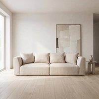 Abakus Direct Tokyo 3 Seater Sofa Brushed Tweed Fabric with Deep Seats in Cream