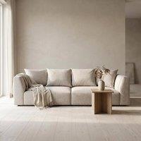 Abakus Direct Tokyo 3 Seater Sofa Brushed Tweed Fabric with Deep Seats in Taupe