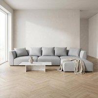 Abakus Direct Tokyo Large Corner Sofa Brushed Tweed Fabric with Deep Seats in Light Grey
