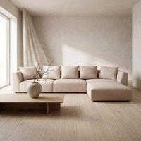Abakus Direct Tokyo Large Corner Sofa Brushed Tweed Fabric with Deep Seats in Cream