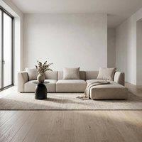 Abakus Direct Tokyo Large Corner Sofa Brushed Tweed Fabric with Deep Seats in Taupe