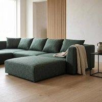 Abakus Direct Tokyo U-Shape Modular Sofa Brushed Tweed Fabric with Deep Seats in Green
