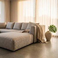 Abakus Direct Tokyo U-Shape Modular Sofa Brushed Tweed Fabric with Deep Seats in Taupe