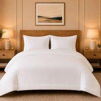Grace TC800 Duvet Cover Set 100% Cotton Sateen Oxford with Button Closure in White | Size: Super King