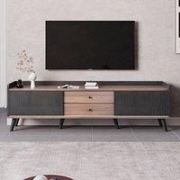 BTM 160 cm TV cabinet with 2 drawers & sliding doors, textured