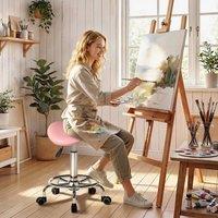 HOMCOM Saddle Chair, Rolling Salon Stool for Massage Spa in Pink