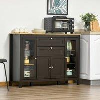 HOMCOM Modern Storage Cabinet with 4 Doors & 2 Drawers, Black Brown