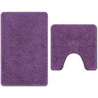 Berkfield Home 2 Piece Bath Mat Set Purple Polypropylene Non-Slip | Size: Medium