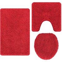 Berkfield Home 3 Piece Bath Mat Set Red Polypropylen Non-Slip | Size: Medium