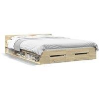 Berkfield Home Bed Frame with Drawers without Mattress Sonoma Oak 120x200 cm in Light Tan | Size: Small Double