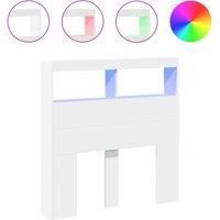 Berkfield Home Headboard Cabinet with LED White 100x17x102 cm | Size: 100 x 17 x 102 cm