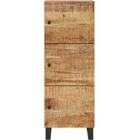 Berkfield Home Highboard with 3 Doors 40x33x110 cm Solid Wood Mango&Iron in Brown | Size: 40 x 33 x 110 cm
