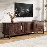 Merax Retro Walnut Effect Oval TV Stand for TVs up to 65 Inch