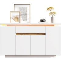 Merax White Modern LED Sideboard 140x40x80cm with 1 Drawer & 4 Doors | Size: 140 x 40 x 80 cm